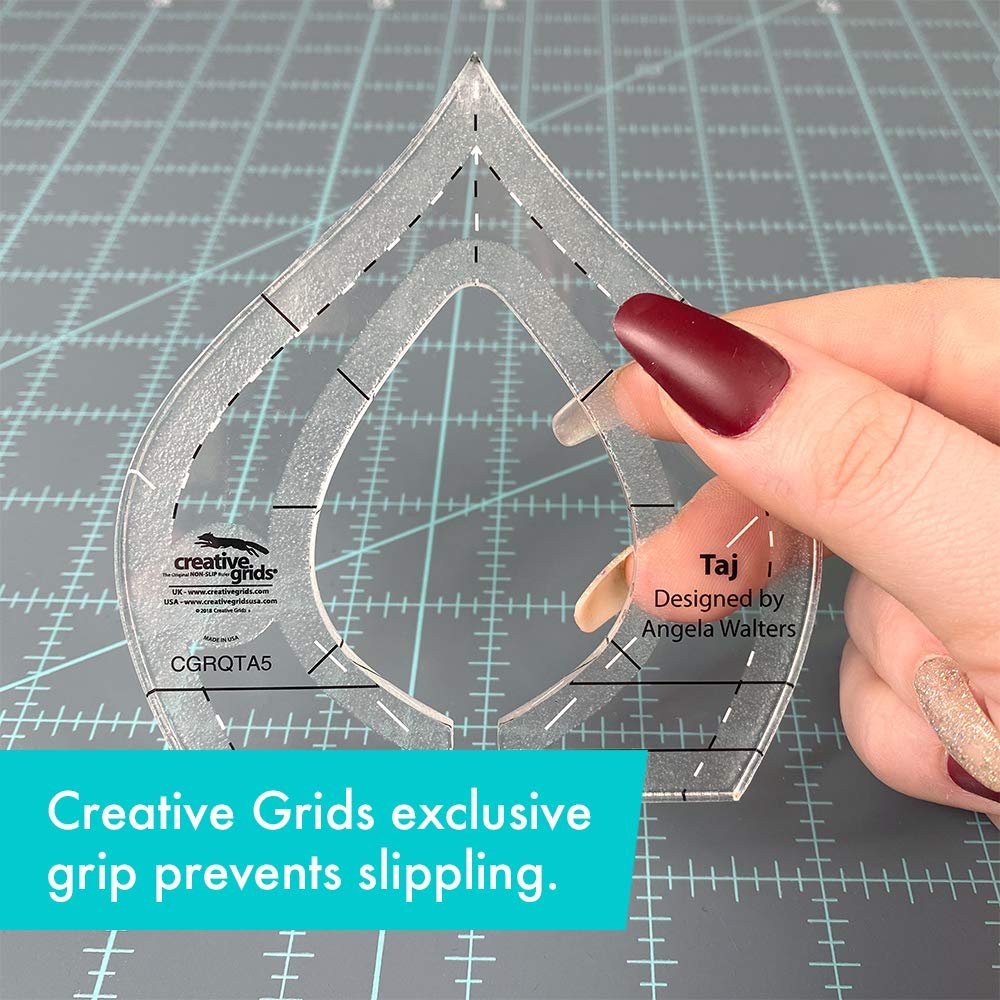 Creative Grids Machine Quilting Tool – Taj – CGRQTA5 – Made in USA, Non-Slip Grip Acrylic Quilting & Sewing Template Ruler for Free-Motion Quilt Patchwork Design on Domestic Sewing & Longarm Machines