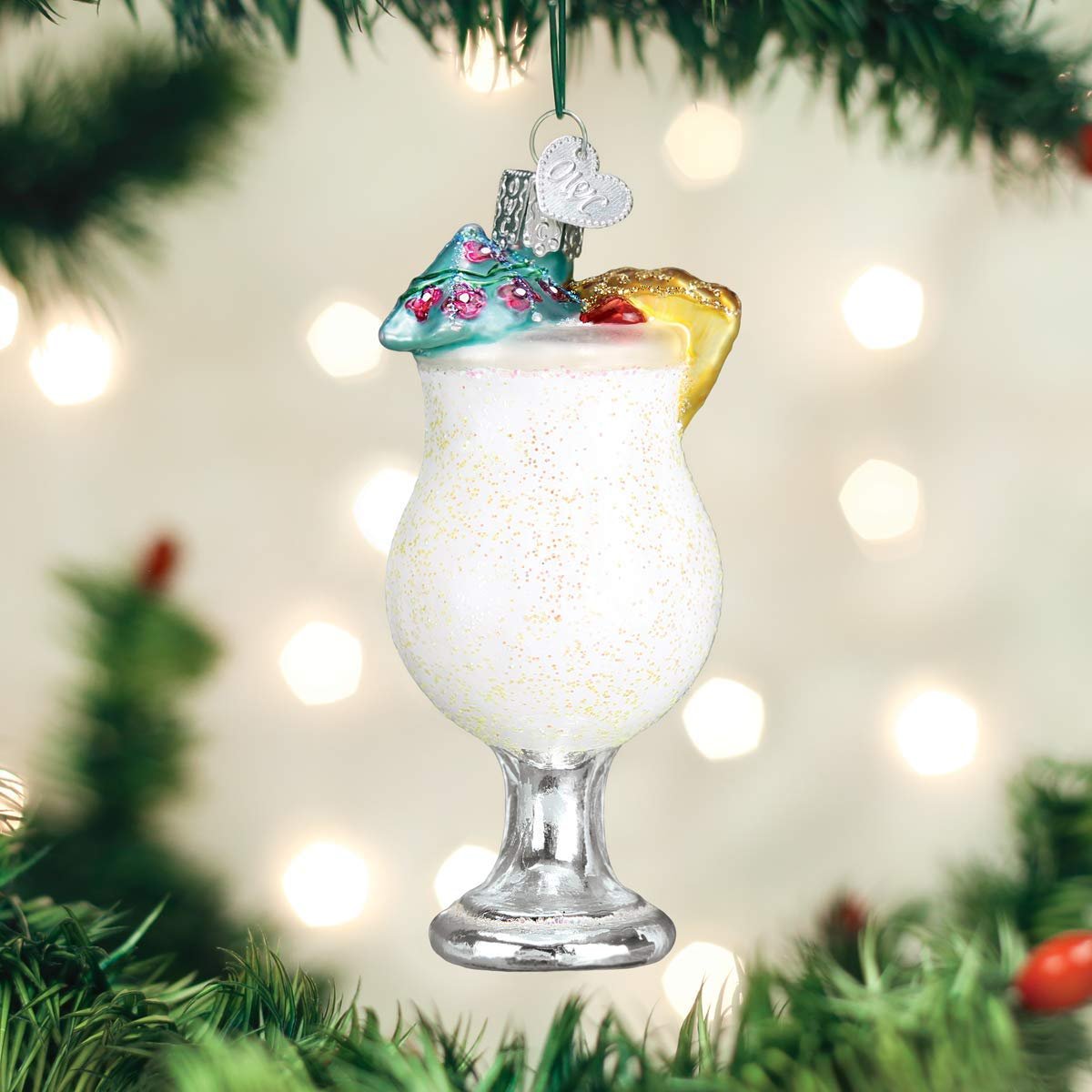 Old World Christmas Ornaments: Adult Beverages Glass Blown Ornaments for Christmas Tree,Pina Colada
