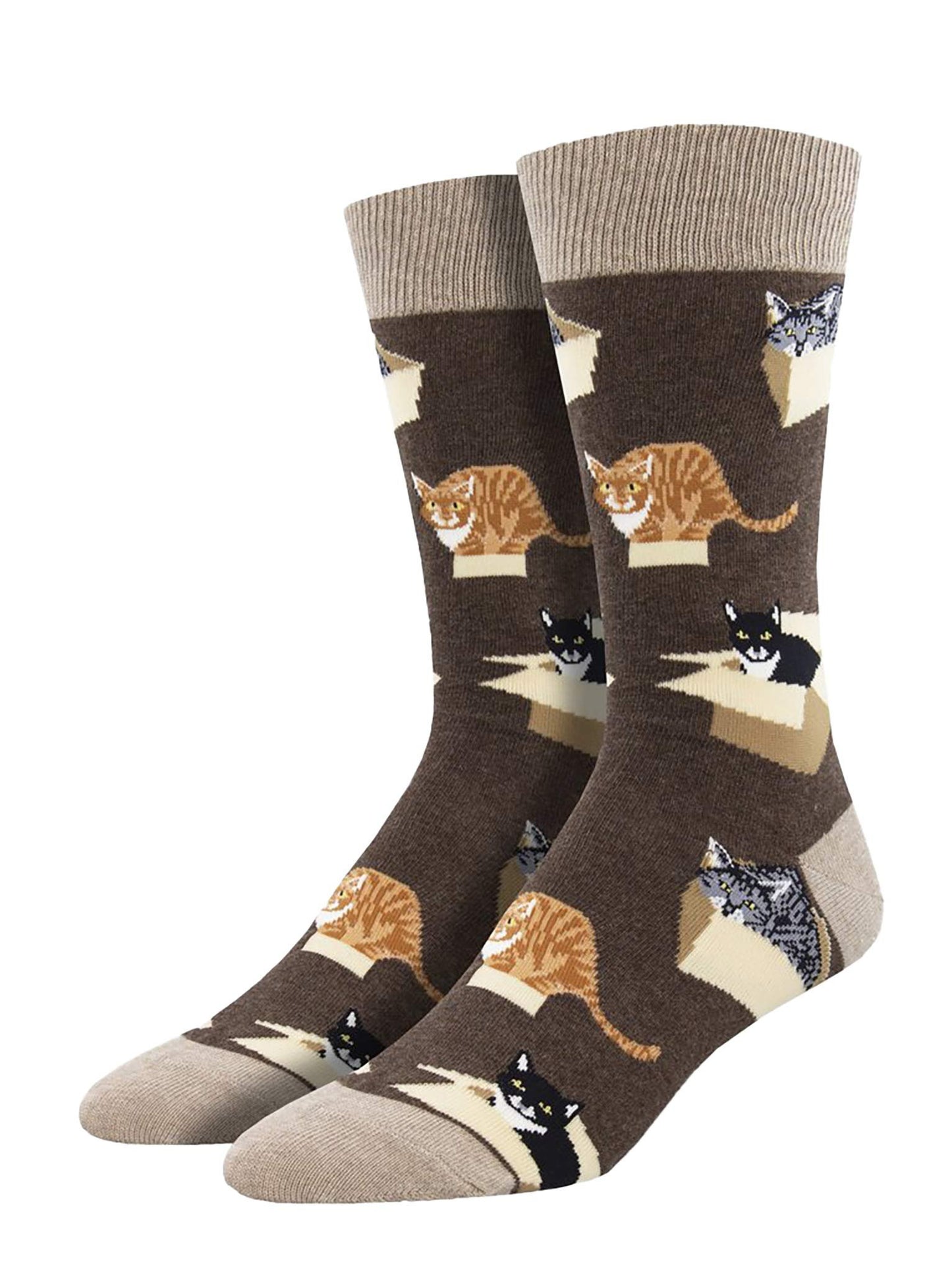 Socksmith Men's Cat In A Box Crew Socks