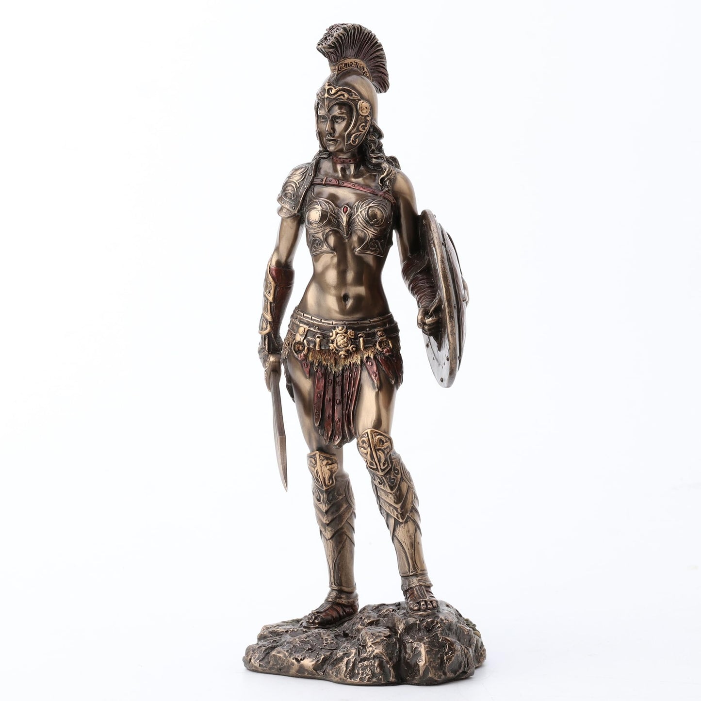 Veronese Design 9" Tall Amazon Warrior Wielding Sword and Shield Cost Cast Bronzed Resin Sculpture Collectible Figurine Greek Roman Spartan Gift