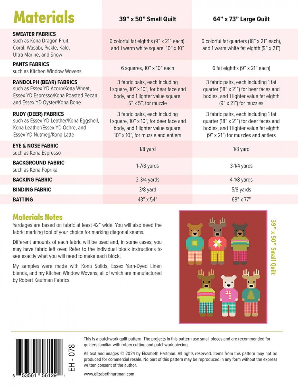 Elizabeth Hartman Randolph & Rudy Quilt Pattern