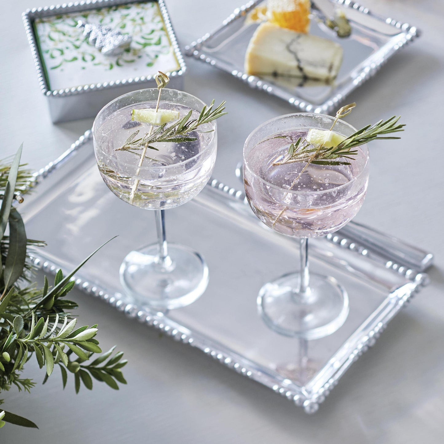 Pearl Drop Long Rectangular Tray | Silver | Brillante | Gifts | GIFTABLE Tray | Recycled SANDCAST Aluminum | Handmade in Mexico