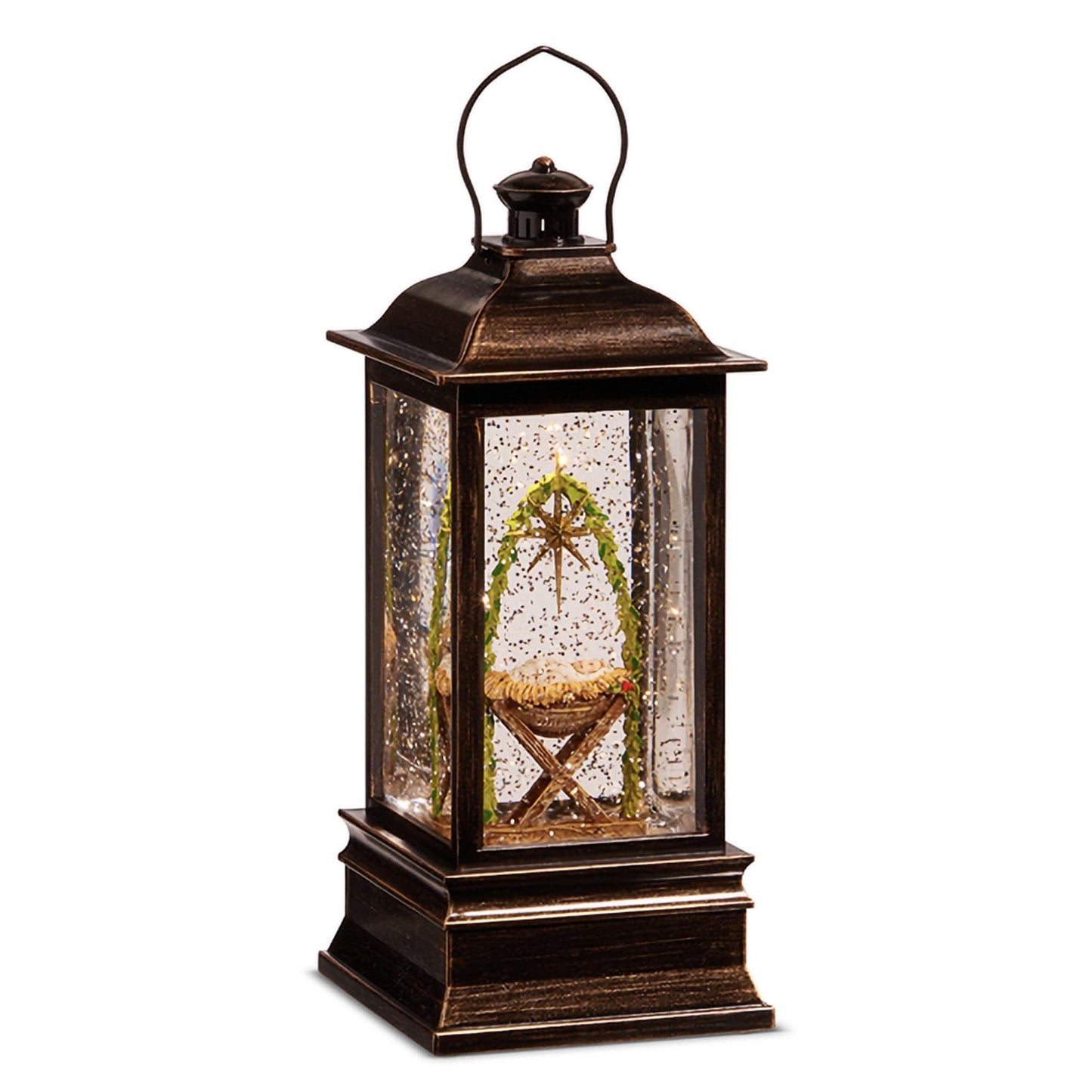 Raz Imports Baby Jesus in Manger Musical Lighted Water Lantern, 8.75-inch Height, Christmas Holiday Decor