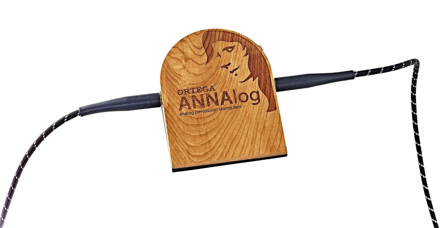 Ortega Guitars Analog Singer-Songwriter Stomp Box with Built-in Passive Piezo for Kick Sound, Natural (ANNALOG)