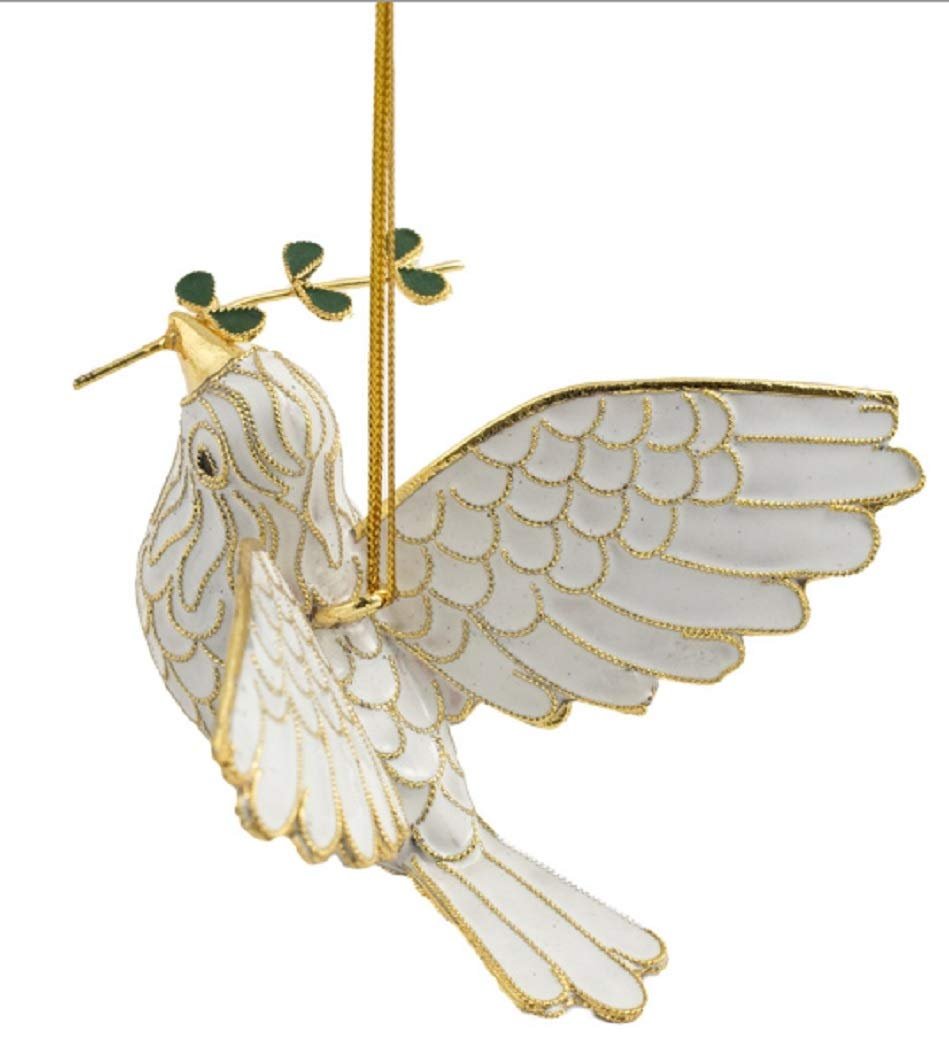 Value Arts B908E4 Cloisonne Peace Dove Hanging Ornament Enamel on Copper B908E4 4 Inches x 4 Inches