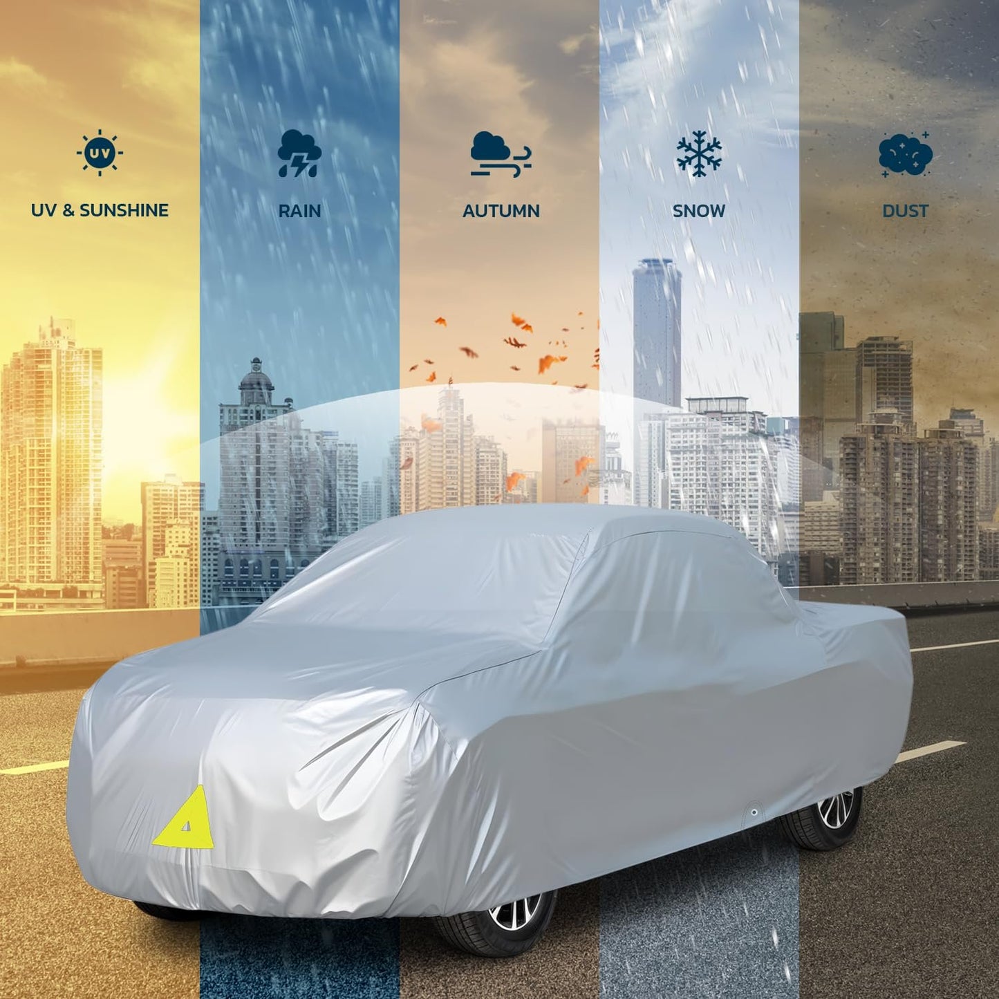 Seal Skin Covers 6 Layers Truck Cover Waterproof All Weather Windproof, UV, Hail Protection Outdoor Heavy Duty Full Automobile Cover with Zipper & Reflective Universal Fit for SUV (191 to 200 inch)