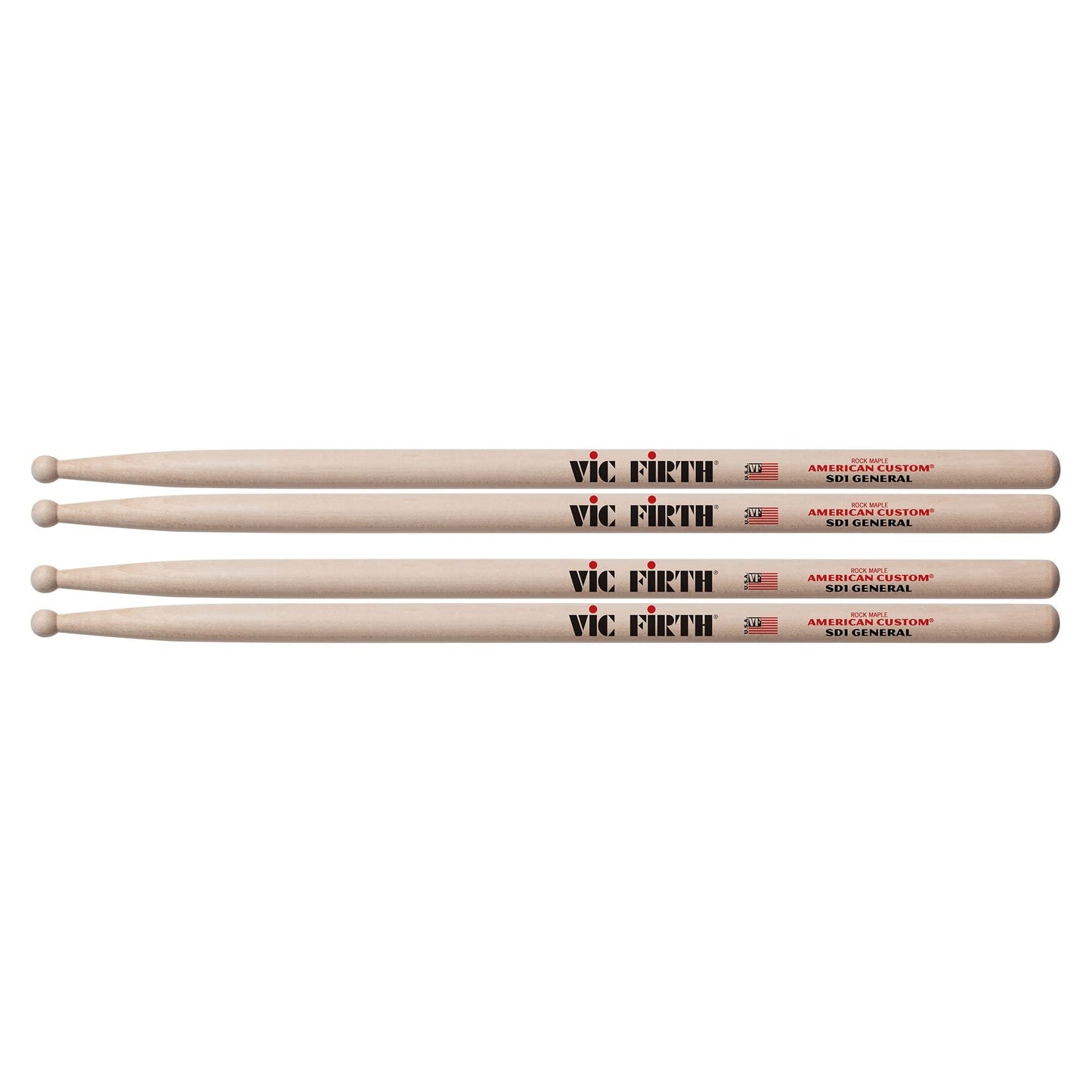 Vic Firth SD1 General Wood Tip Drum Stick 2 Pack Bundle