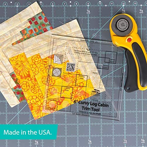 Creative Grids Curvy Log Cabin Trim Tool 6in Finished Blocks Quilt Ruler - CGRJAW6