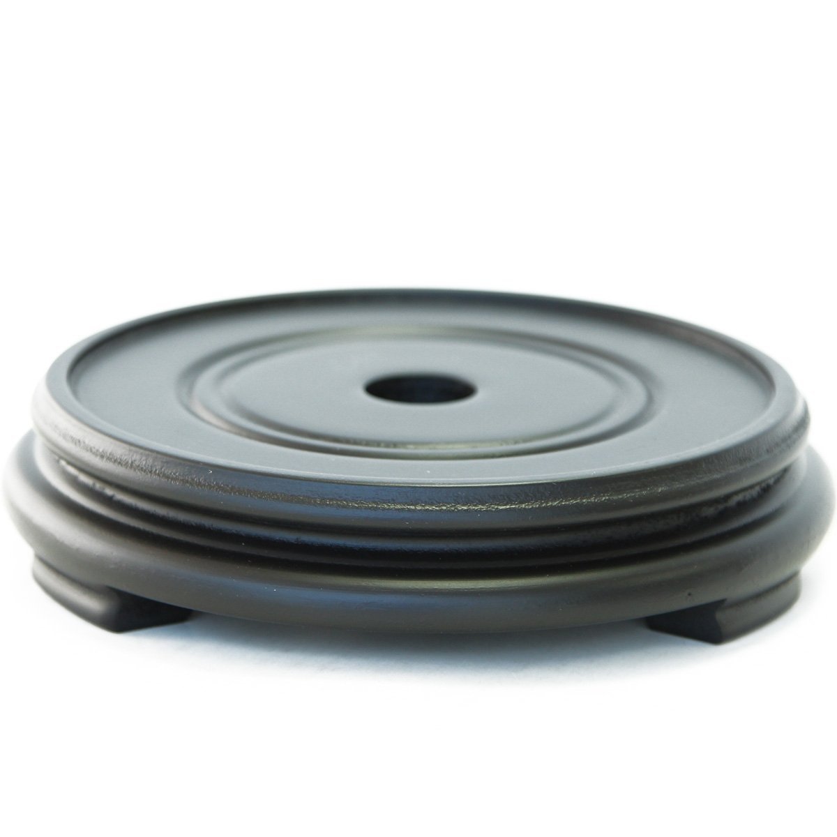 Feng Shui Import Rubber Finished Round Wooden Stand (6.5"), Black