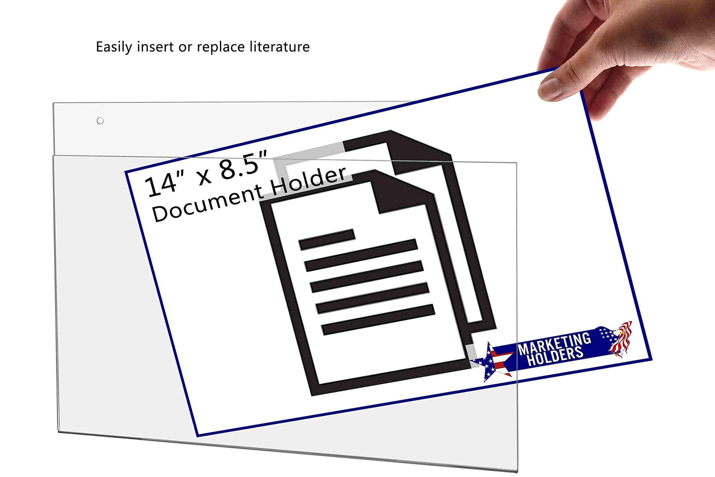 Hanging Clear Acrylic Sign Holder 14" x 8.5" with Hanging Hardware for Hours of Operation Upcoming Events and Important Notices in Offices and Healthcare Facilities by Marketing Holders