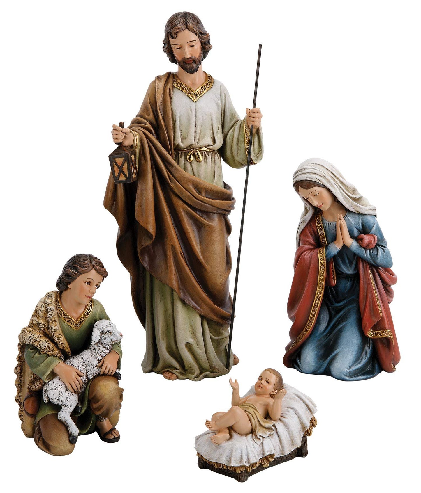 Joseph's Studio by Roman - 18" H 4-Piece Nativity Set, Includes Holy Family and Shepherd with Sheep, Religious Christmas Decoration