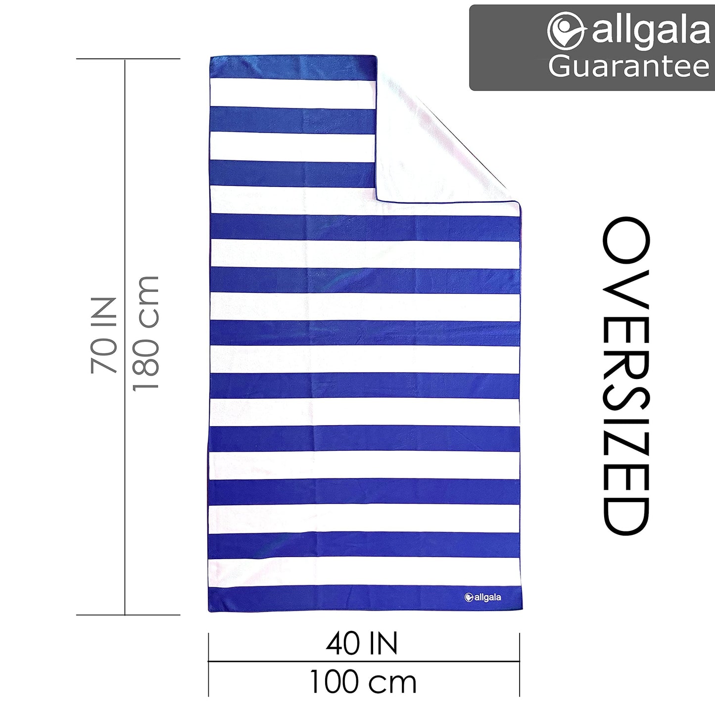 Allgala Oversize 40"x70" Cabana Stripe Design Microfiber Beach Towel