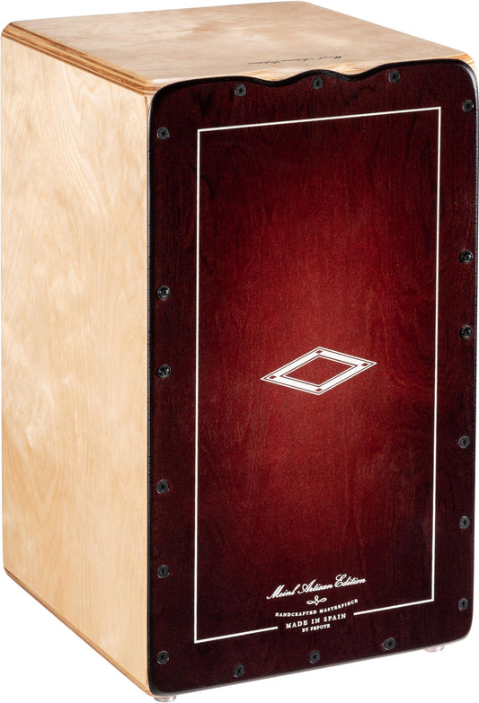 Meinl Artisan String Cajon with Dark Red Burst Frontplate / Baltic Birch Body - MADE IN SPAIN - Soleá Line, 2-YEAR WARRANTY