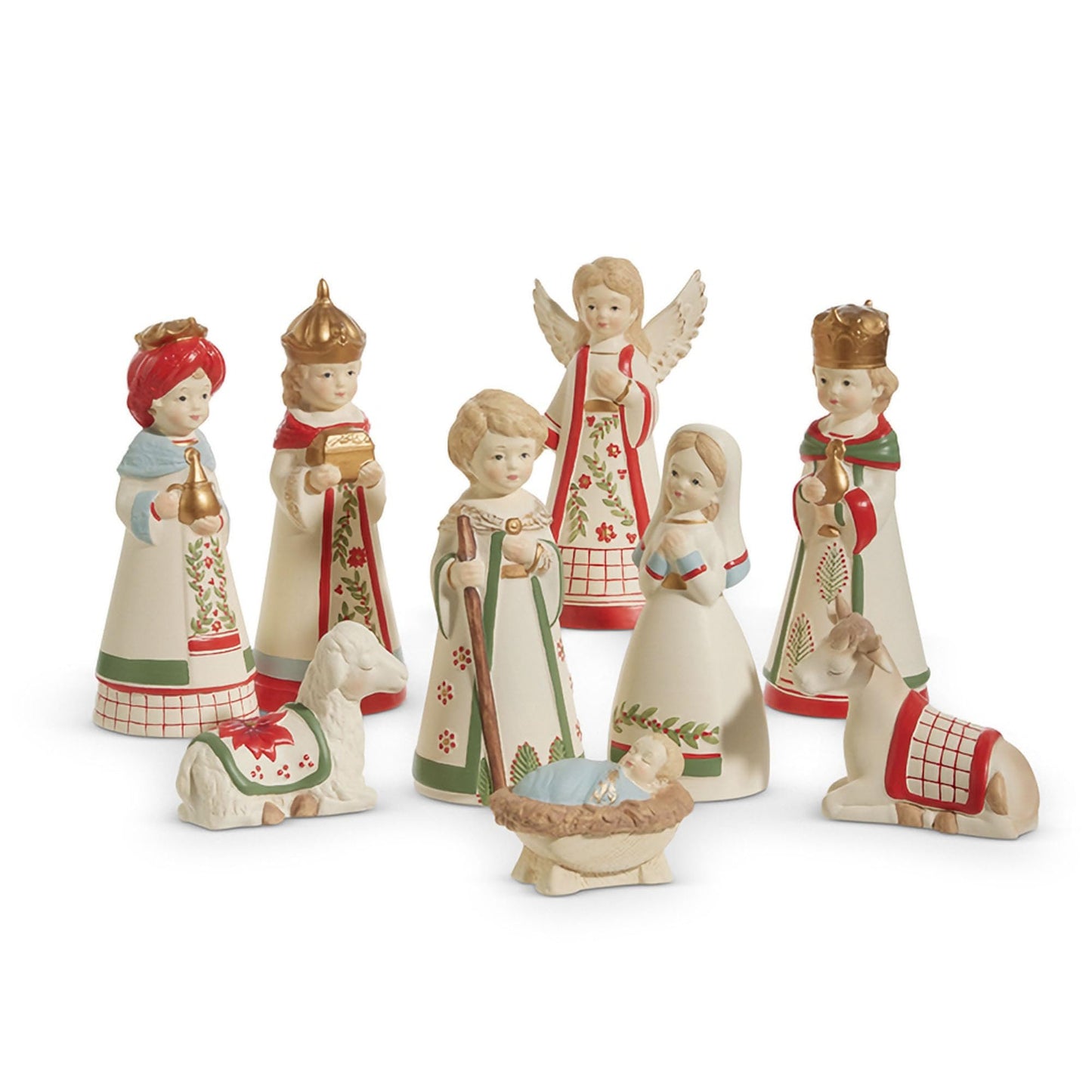 RAZ Imports Holly Leaf Nativity, 9-inch Height, Terracotta, Set of 9, Christmas, Home Décor