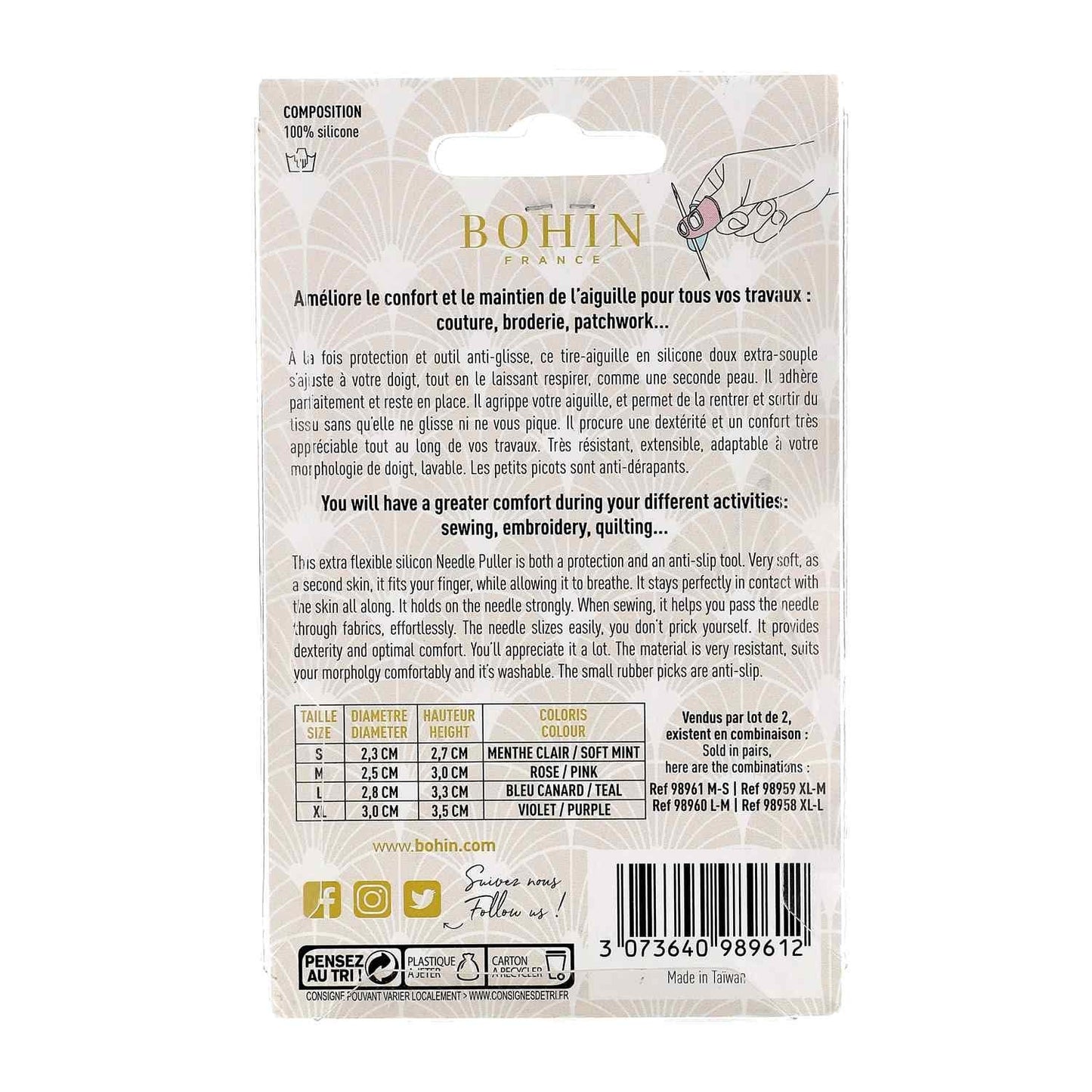 Bohin Silicone Needle Puller Medium and Small 2pk Thimbles, None 5