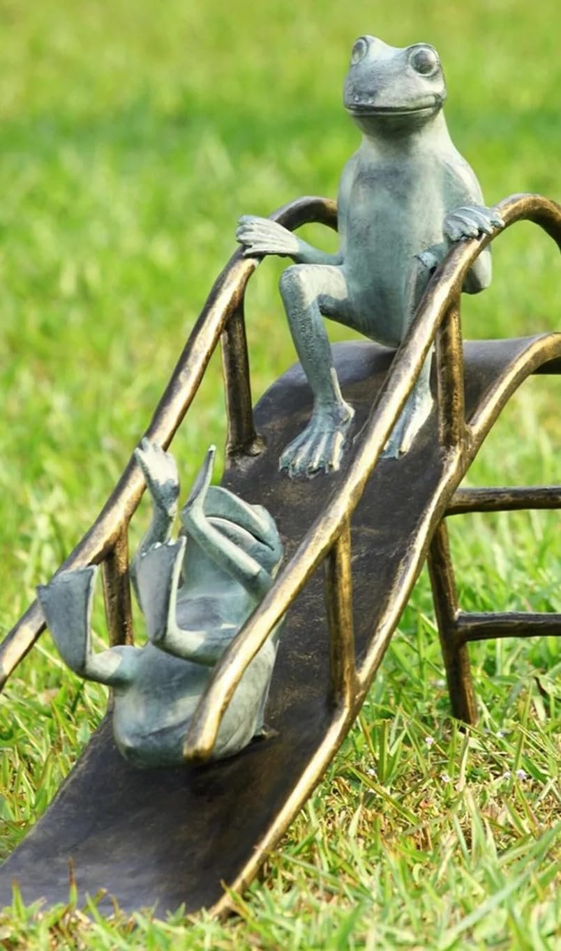 SPI Home Aluminum Sliding Frogs Garden Sculpture