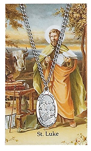 St Luke Prayer Card With Medal Saint Catholic Christian Pendant Charm Patron