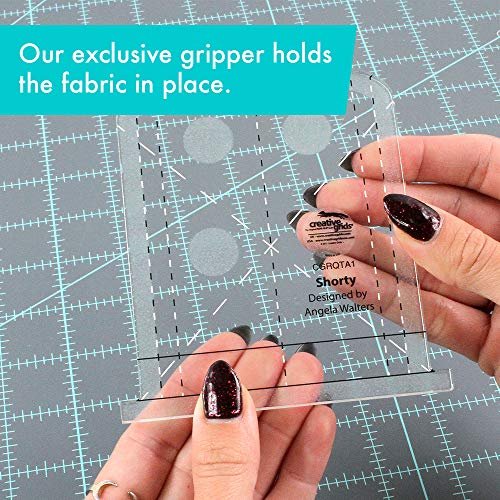 Creative Grids Machine Quilting Tool – Shorty – CGRQTA1 Made in USA, Non-Slip Grip Acrylic Quilting & Sewing Template Ruler for Free-Motion Quilt Patchwork Design Domestic Sewing & Longarm Machines