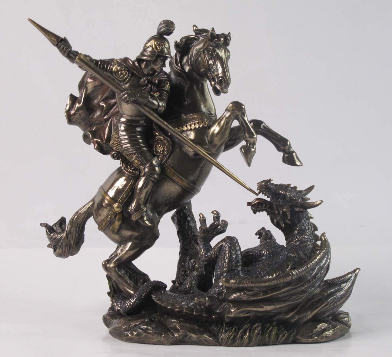 Unicorn Studios St. George on Horse Slaying a Dragon Sculpture