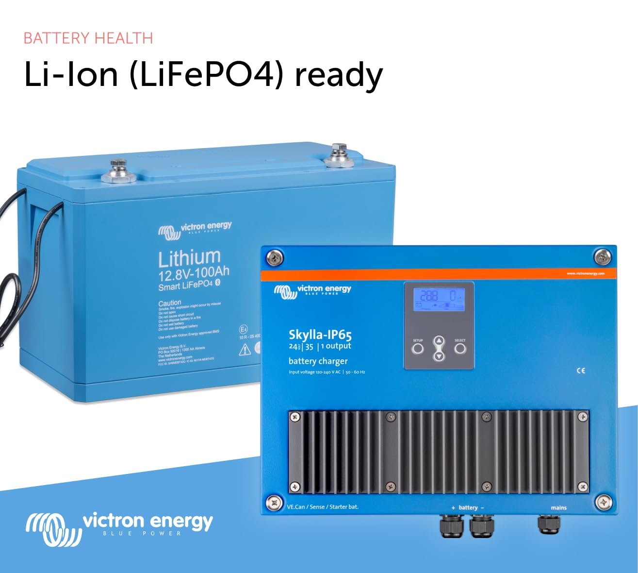 Victron Energy Skylla-IP65 24-Volt 35 amp 120-240VAC Battery Charger, 1+1 Isolated Outputs