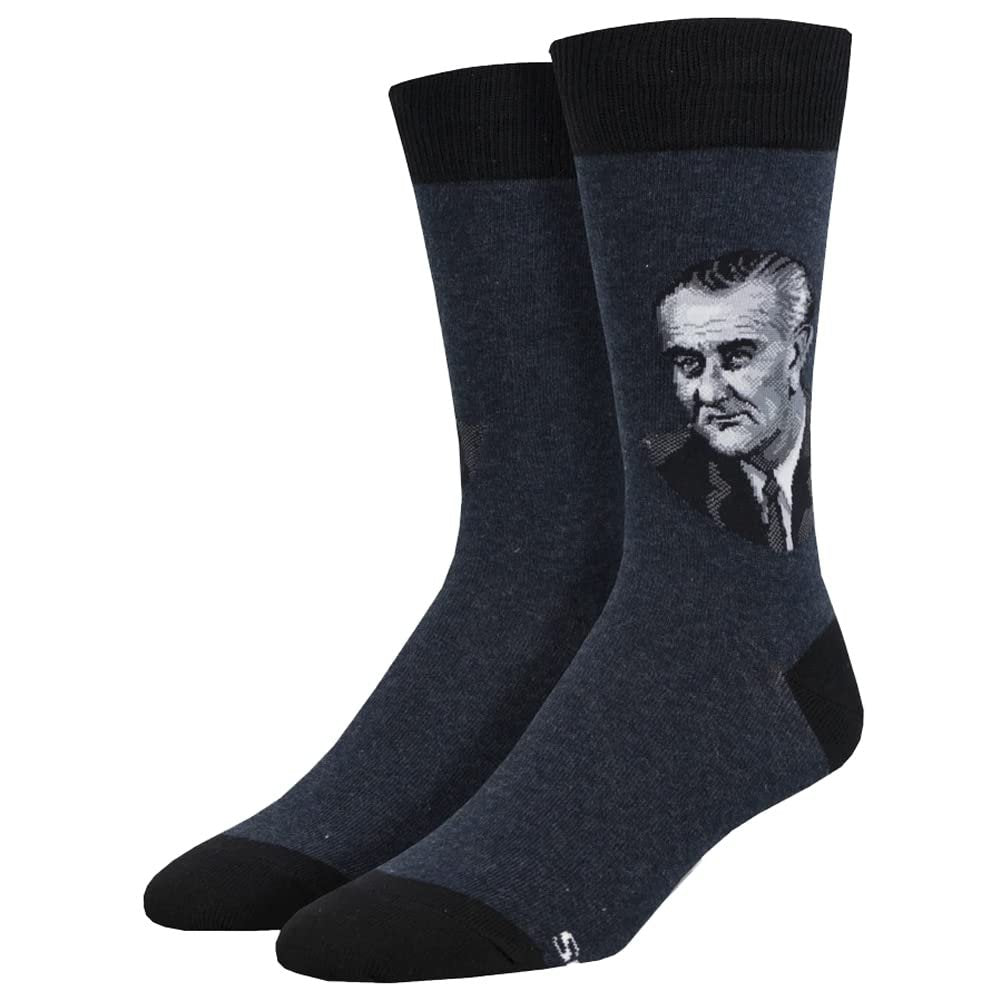 Socksmith President Lyndon B Johnson Navy Heather 10-13 (Men's Shoe Size 7-12.5)