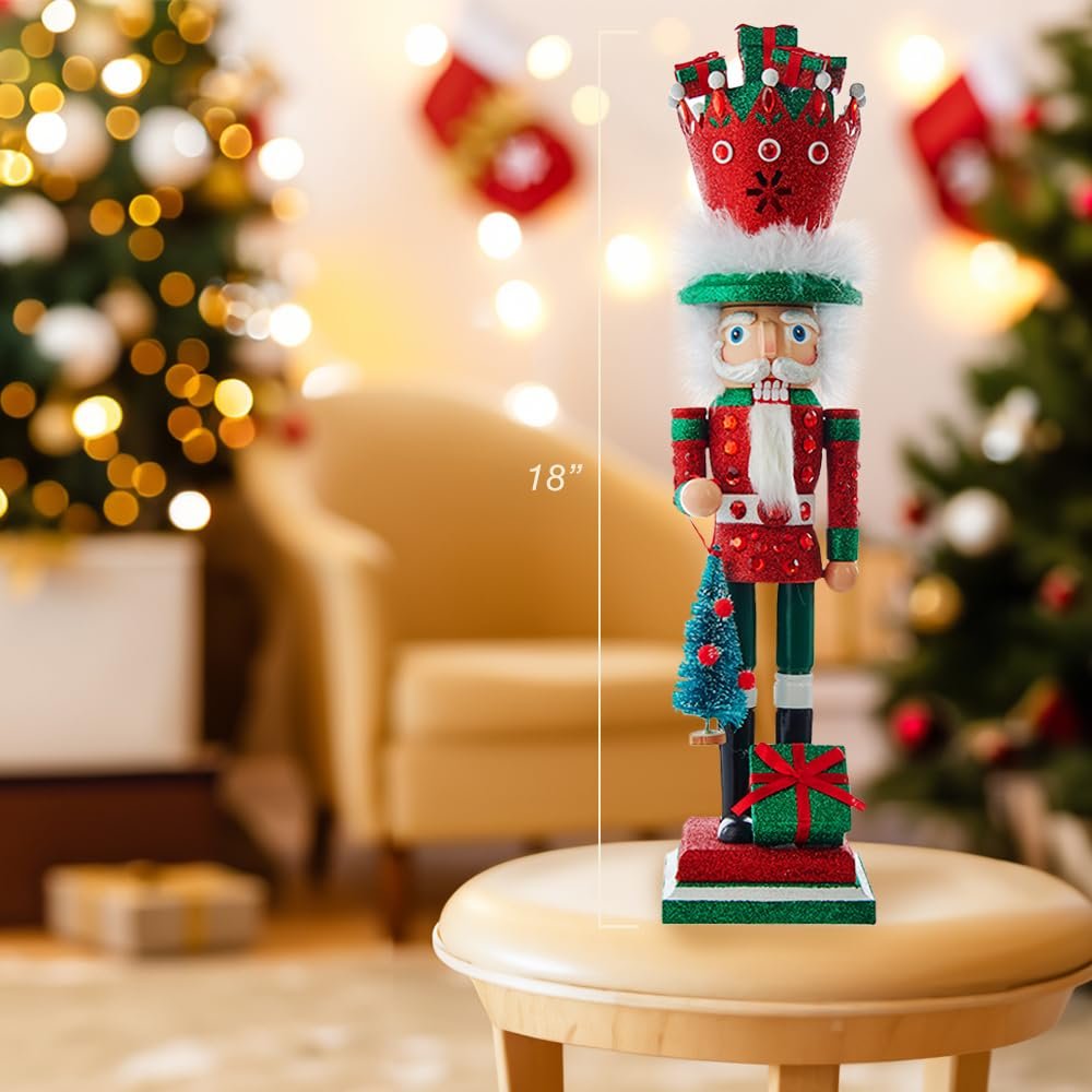 Kurt Adler 18-inch Hollywood Nutcrackers™ Red & Green with Presents Crown Nutcracker
