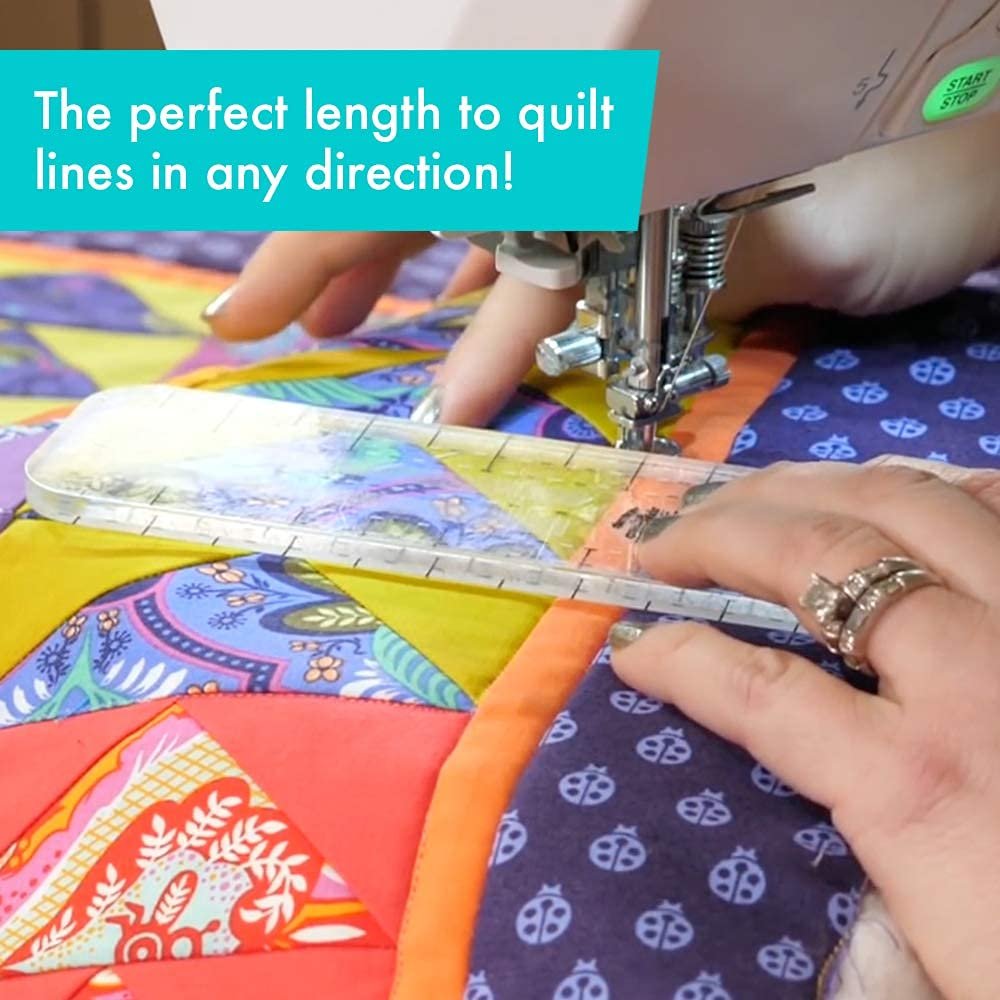 Creative Grids Machine Quilting Tool – Slim – CGRQTA2 – Made in USA, Non-Slip Grip Acrylic Quilting & Sewing Template Ruler for Free-Motion quilt Patchwork Design on Domestic Sewing & Longarm Machines