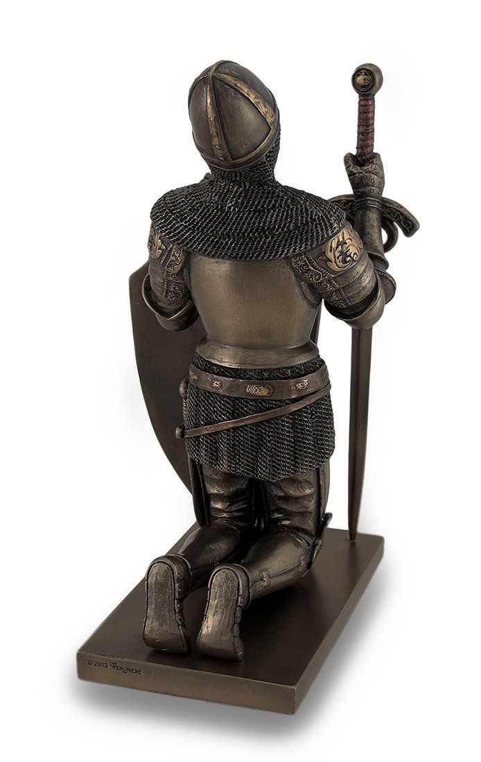 Veronese Design Templar Knight Be Strong in The Lord Bronze Finish Statue
