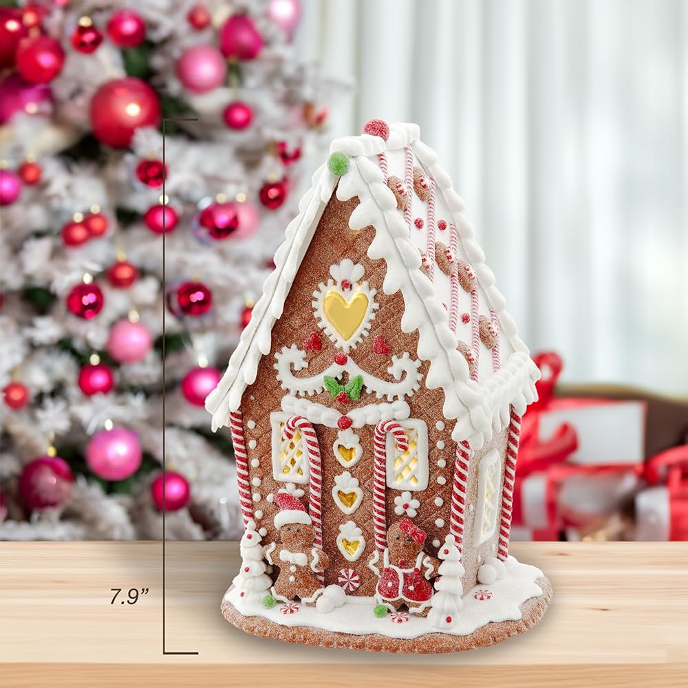 Kurt S. Adler Kurt Adler 7.87-inch Battery Operated LED Heart Gingerbread House, Multicolor