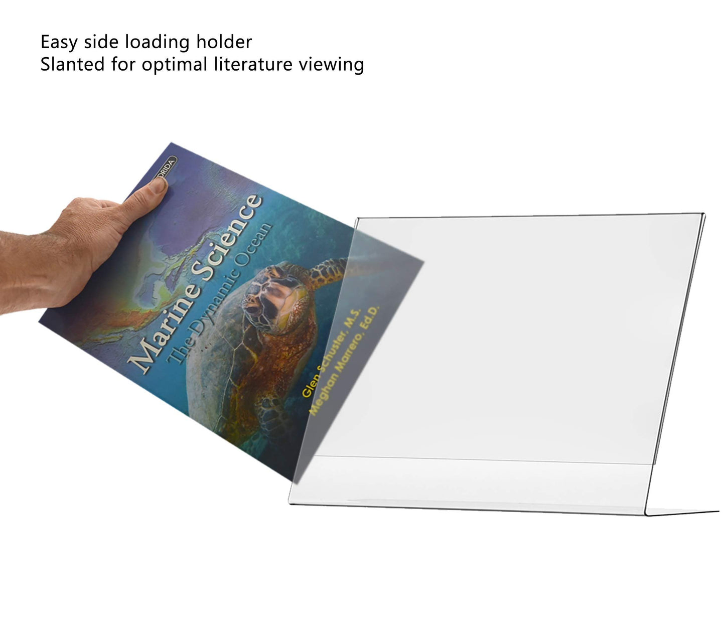 Marketing Holders 4 Pack Large Sign Holder 14" x 11" Landscape Poster Announcement Table Tent Counter Horizontal Advertisements Flyers Informational Sheet Signage Frames Lucite Frame Slant Back