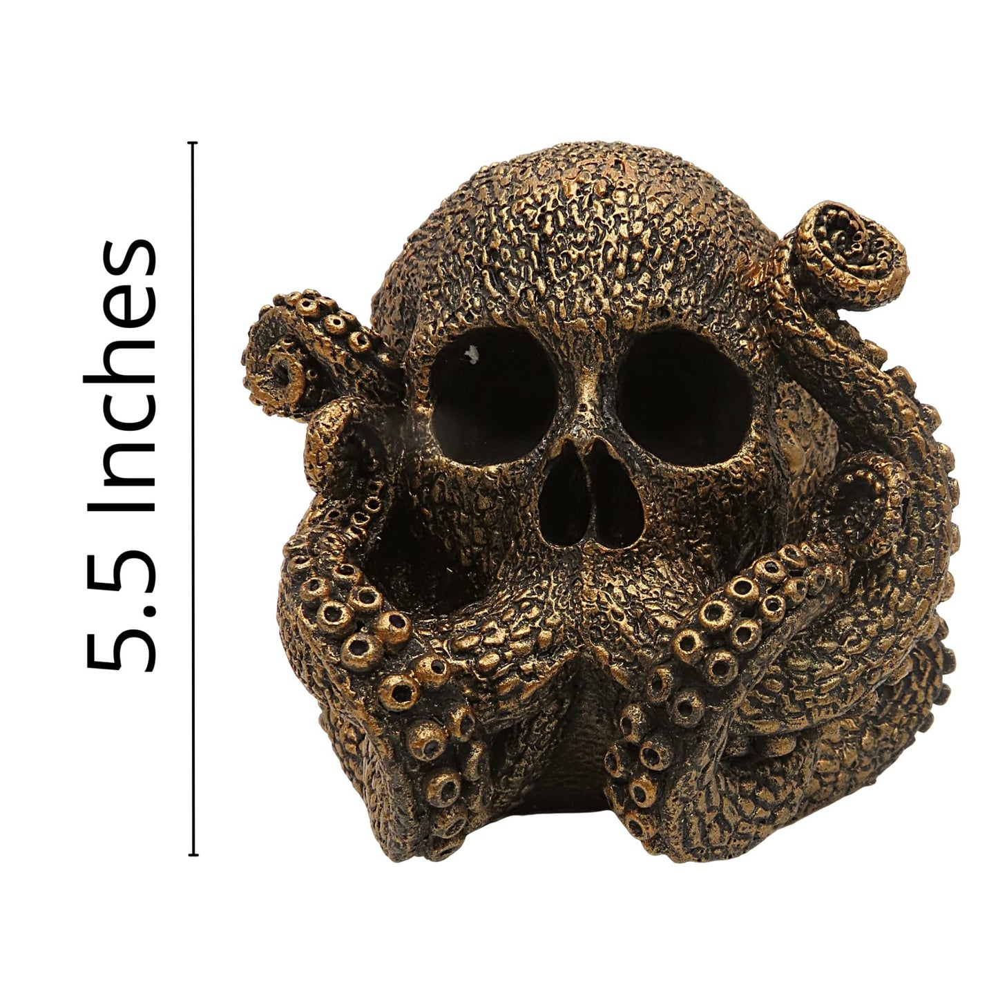 Pacific Trading Pacific Gothic Skull Metal Octopus Figurine, Marine Life Unique Statue Tabletop Decoration for Home, Sea Monster Home Decor Gift for Men, Brone