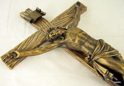 Joseph's Studio by Roman, Cross and Crucifix Collection, 13.25" H Antique Gold Crucifix, Home Décor, Devout Gift, Prayerful Inspiration (7x7x13)