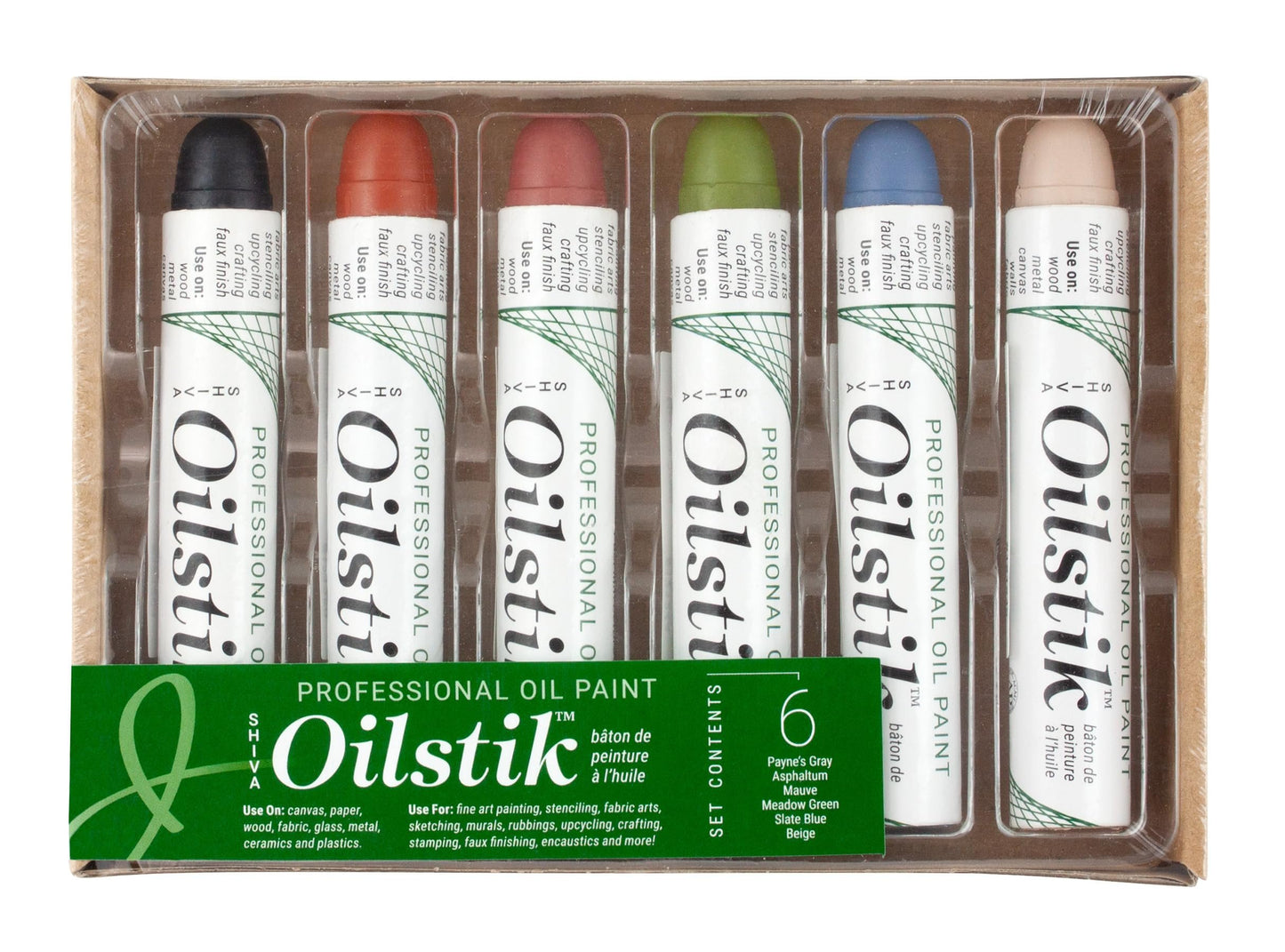 Jack Richeson Shiva Oil Paintstik, Colonial Colors, Set of 6