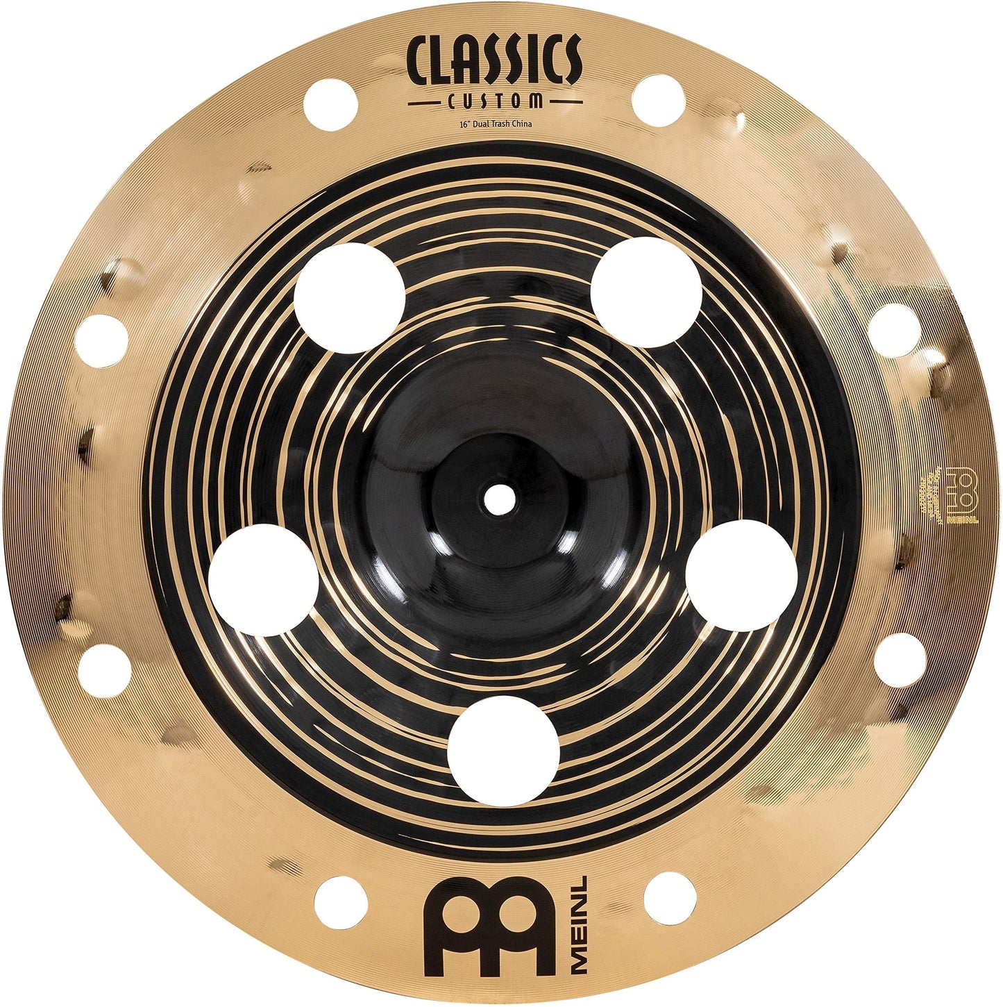 Meinl Cymbals Classics Custom Dual 16" Trash China Cymbal with Holes, Dark and Brilliant Finish — Made in Germany — for Rock, Metal and Fusion, 2-Year Warranty, (CC16DUTRCH)