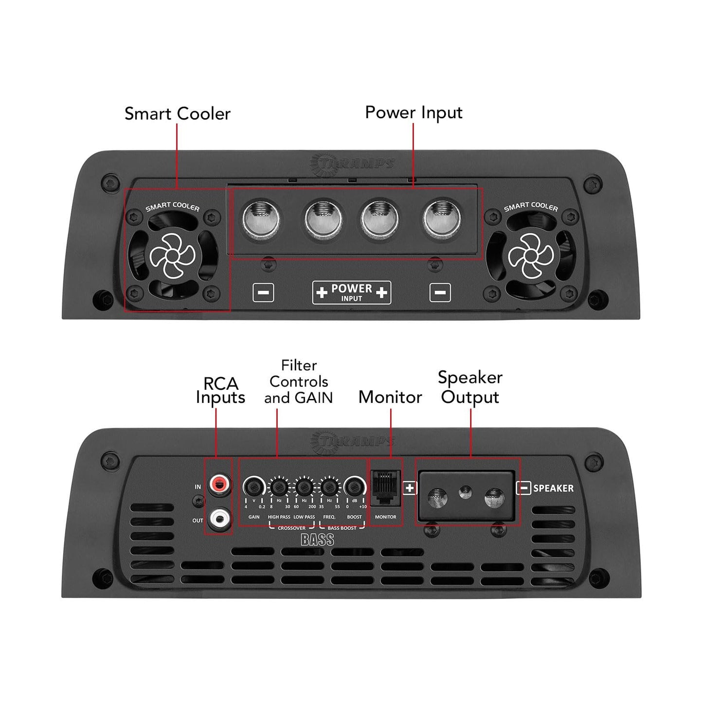 Taramps Smart 5 Bass Amplifier 0.5 to 2 Ohms 5000 Watts RMS, Multi Impedance, 1 Channel, High Power Class D, Monoblock, Great for Subwoofers, Smart 5k