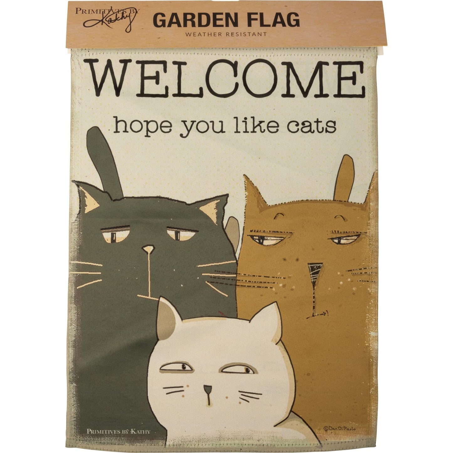Primitives by Kathy Welcome Hope You Like Cats Garden Flag