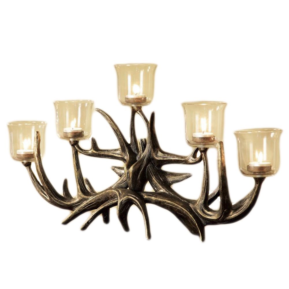 SPI Bronze Finished Deer Antler 5 Votive Candelabra