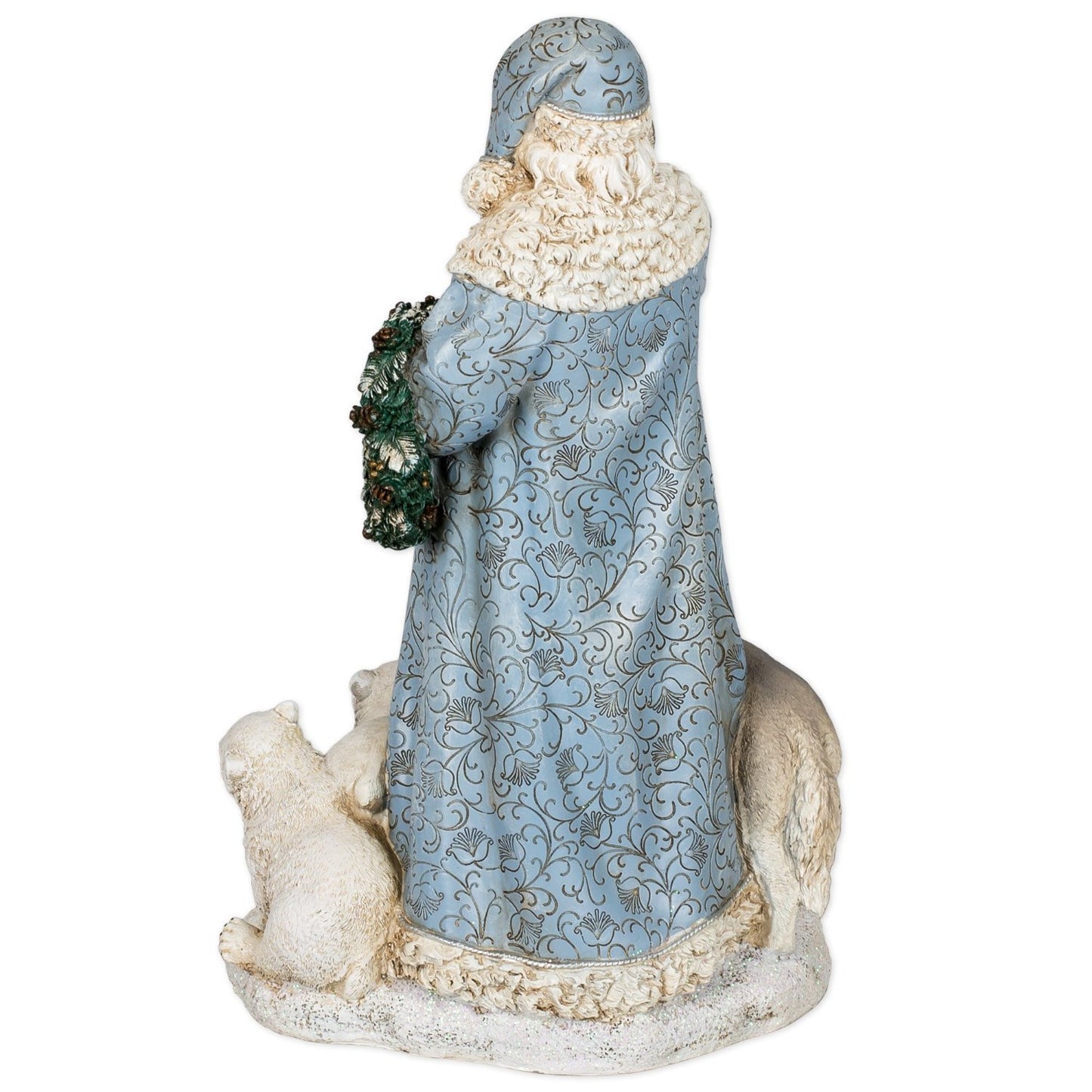 Roman Joseph's Studio, 16" H Winter Blue Santa with Forest Animals, Tabletop Christmas Decoration, Holiday Home Decor