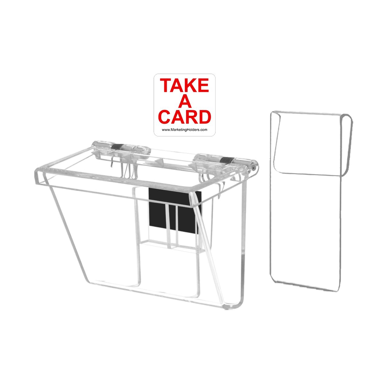 2 Pack Vehicle Business Card Holder with Lid and Window Hook Holds 3.5" x 2" Cards or Other Small Printed Materials with Take a Card Sticker On the Go Advertising for Contractors by Marketing Holders
