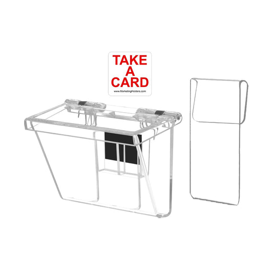 2 Pack Vehicle Business Card Holder with Lid and Window Hook Holds 3.5" x 2" Cards or Other Small Printed Materials with Take a Card Sticker On the Go Advertising for Contractors by Marketing Holders