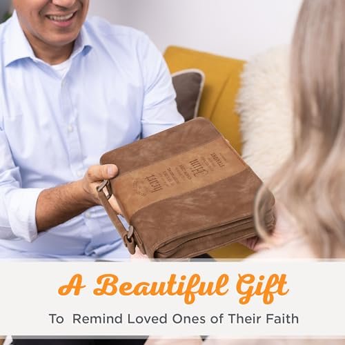 Christian Art Gifts Men's Classic Bible Cover Trust in The Lord Proverbs 3:5, Brown Faux Leather