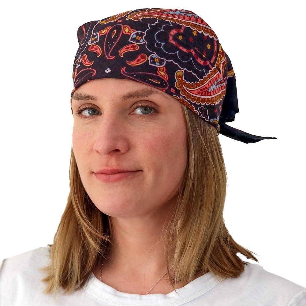 Sunshine Joy Paisley Hippie Bandana 22x22 Inches - Classic Red