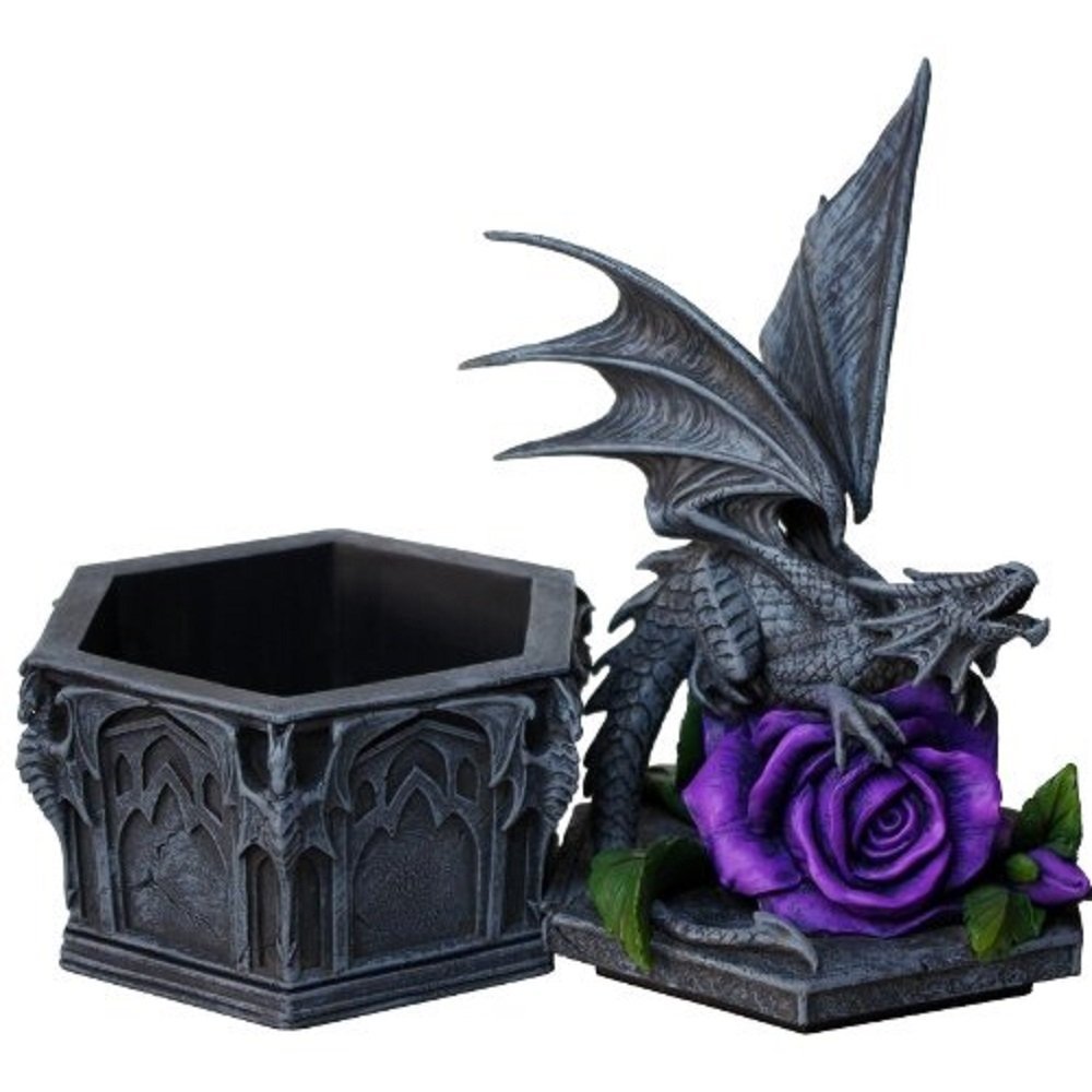 Pacific Trading Anne Stokes Gothic Dragon Beauty Box Statue Trinket Jewelry Box Purple Rose Caja Rosa Morado