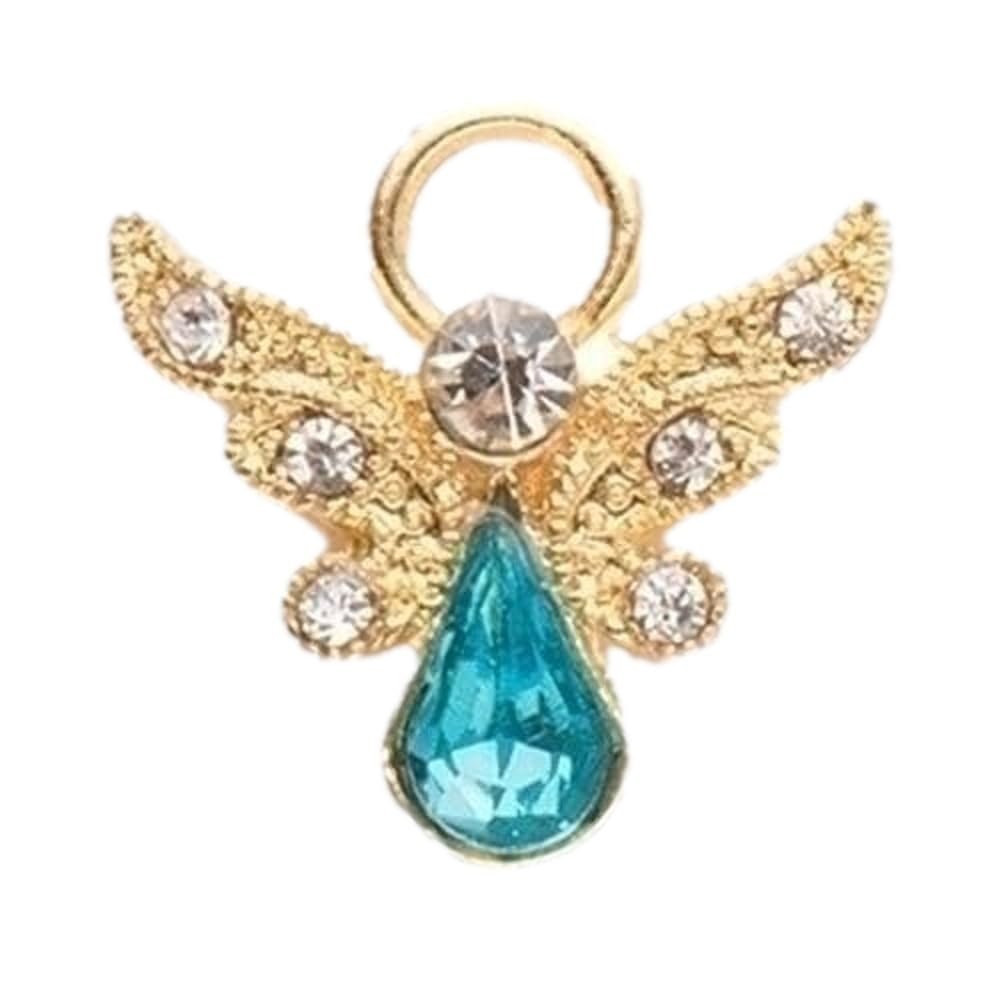 Roman Birthstone Angel Pin March Aquamarine