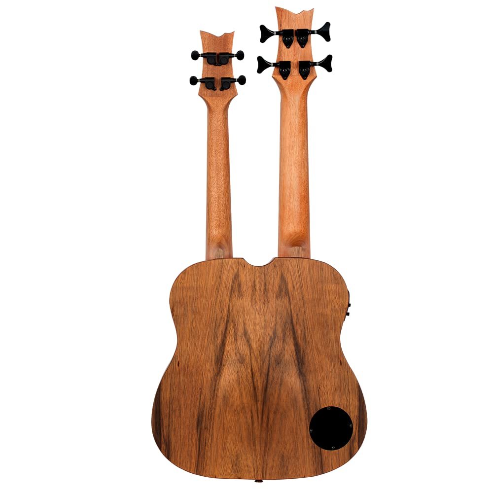 Ortega Guitars, 4-String Custom Built Series Double Neck Tenor Acoustic-Electric Ukulele & Uke-Bass w/Bag, Right (HYDRA-BSTE)