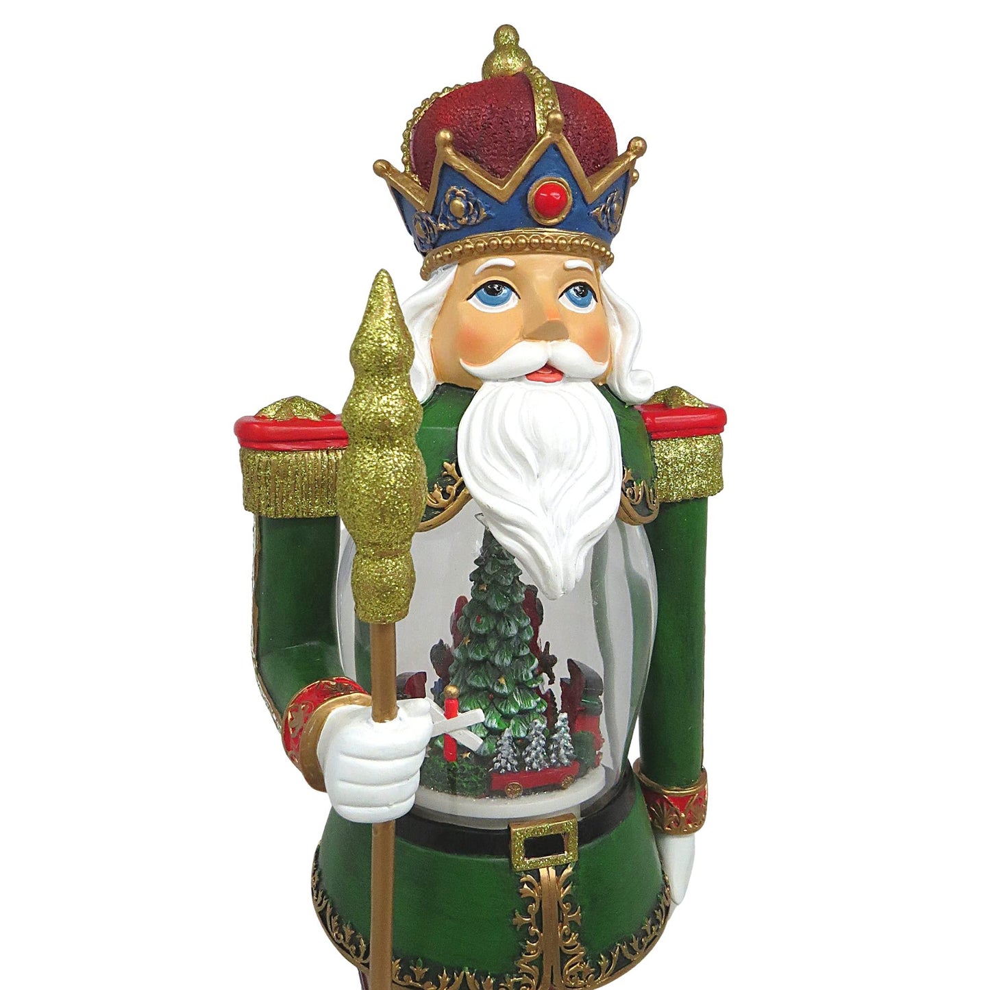 Christmas by Roman Inc., Amusements Collection, 18" H Musical LED Nutcracker W/,Lantern, Snow Globe, Holiday Home Décor, Santa, Cardinal, Nutcracker, Snowman, Reindeer (5.5x6x18.25)
