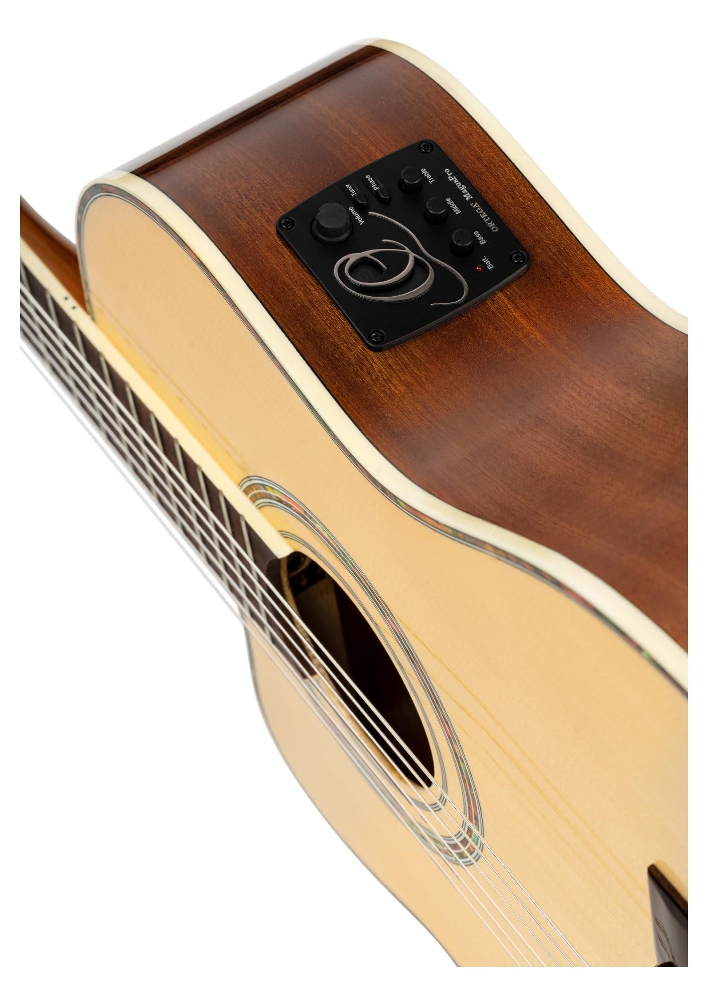 Ortega Guitars 6 String Family Series Pro Left-Handed Solid Top Acoustic-Electric Nylon Classical Guitar w/Bag, Full (RCE141NT-L)