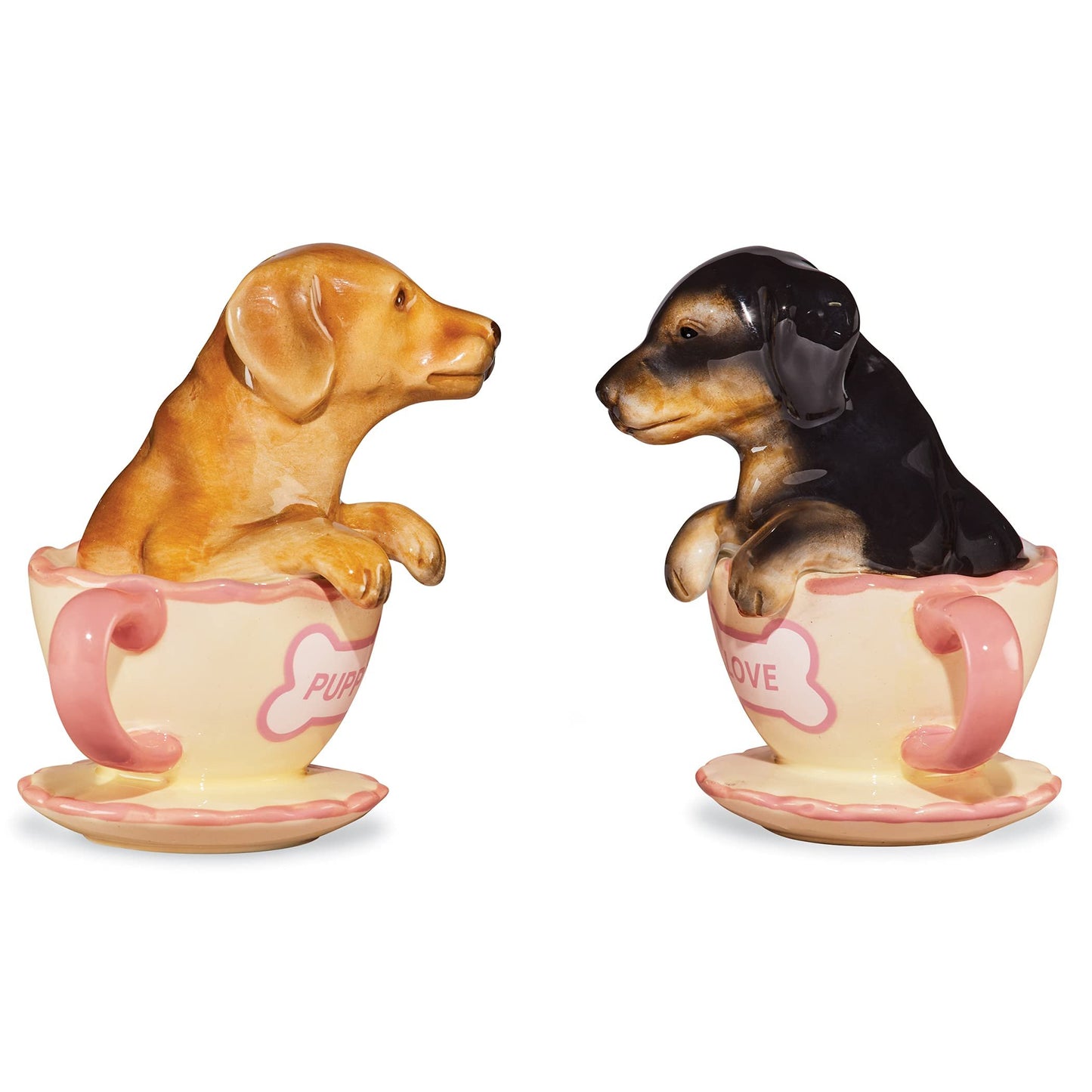 Pacific Trading Dachshund Puppies Tea Cup Puppy Love Salt and Pepper Shakers Set