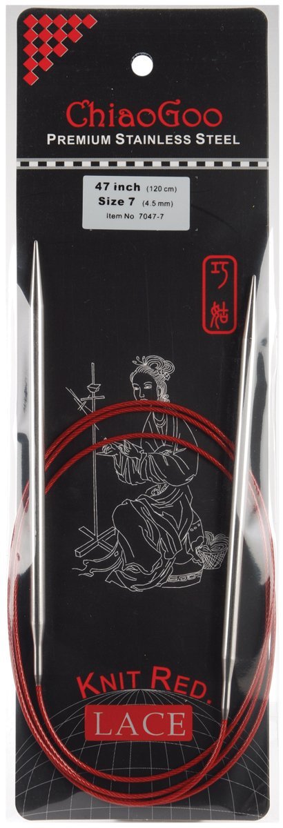 ChiaoGoo 47-Inch Red Lace Stainless Steel Circular Knitting Needles, 9/5.5mm