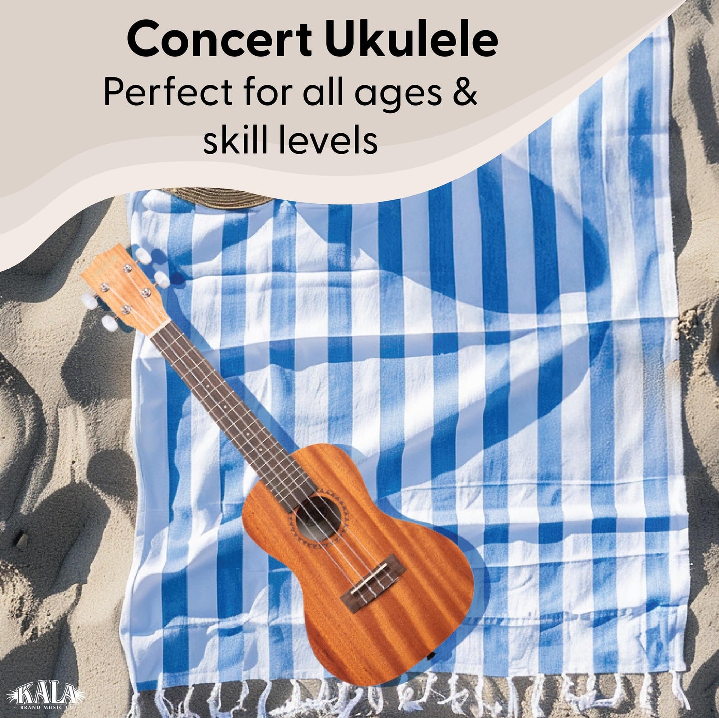 Kala KA-15 Series Satin Mahogany Ukulele, with Rosewood Fingerboard, 4 Aquila Super Nylgut Strings, for All Ages and Skill Levels, 24 Inches, Concert Ukulele